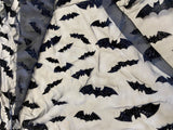 Gothic Black Veiling 43/44" wide with Black Bats & Glitter