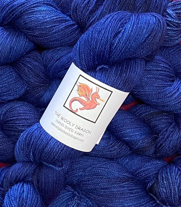 Buy Our Vibrant Cobalt Blue Hand-Dyed Wool Yarn - 218 Yards Today!