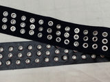 Black/ Dark Brown Pleather with 3 rows of Silver Grommets  1.75" Wide