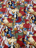 Blue Jean Teddy Bear Flannel Fabric: Vintage, 40" wide, sold by the yard