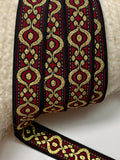 Medieval Looking Trim, Burgundy, Gold and Black, 1" wide, Sold by the Yard