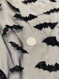 Gothic Black Veiling 43/44" wide with Black Bats & Glitter