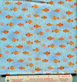 3 piece bundle of Vintage Fish Themed Cotton, over 1.5 yards total, OOP, Impossible to Find