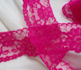 Passionate Pink Lace: 2.5" wide- Sold by the yard