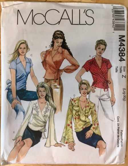 Misses Wrap Top Sewing Pattern: McCall's 4384, Sizes 16-22