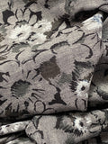 Grey, Black and White Floral Woven Fabric: Sold as a Piece