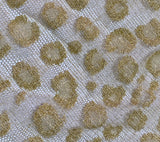 Gold Metallic Crocheted or Embroidered Medallions on a Cream Lace Stockinette Knit Fabric: Sold by the Yard, 56" wide