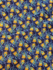 Double Peacock Feathers Cotton Fabric: Fat Quarters