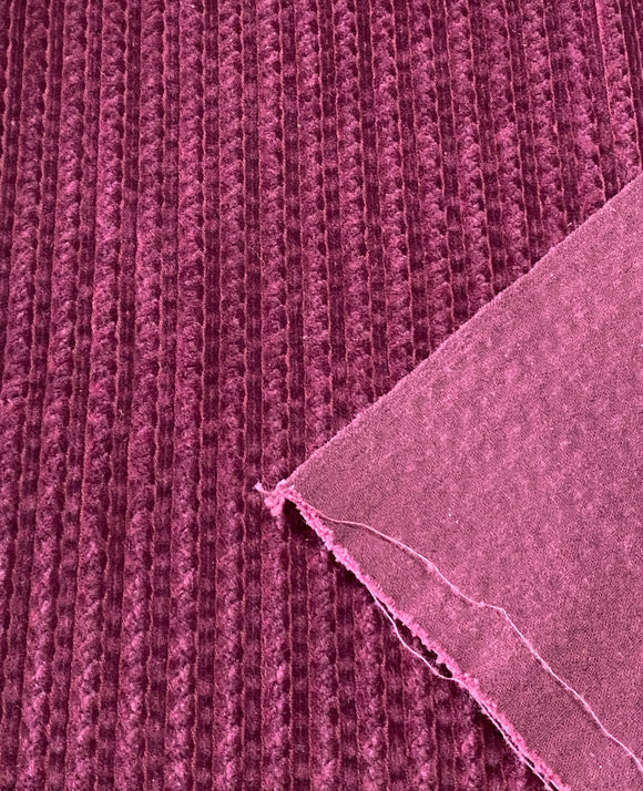 A Jewel of a Fabric! Purple/Burgundy Patterned Uneven Wales Corduroy: Sold as a Piece