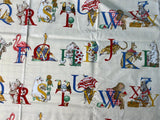Hungry Animal Alphabet Flannel Fabric: Vintage