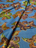 Prussian Blue Floral Cotton Fabric: 42" Wide x 1 yard