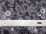 Grey, Black and White Floral Woven Fabric: Sold as a Piece