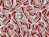 Red & White Ornaments Cotton Fabric: Geometric, Sold as a Piece