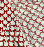 Red Bows & Gold Hearts on White Cotton Fabric: Vintage, Sold by 1/2 yard