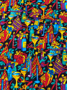 Happy New Year! Cotton Fabric- Sold by the 1/2 Yard
