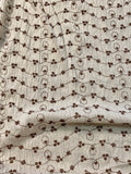 Stretch Gauze Cotton Brown Embroidery on Ecru Fabric  44" wide sold by the yard