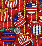 Ornament Fabric in Red, White & Blue for Christmas Sewing: Sold by the 1/2 yard of Fabric, 45" wide, designed for Hancock Fabrics