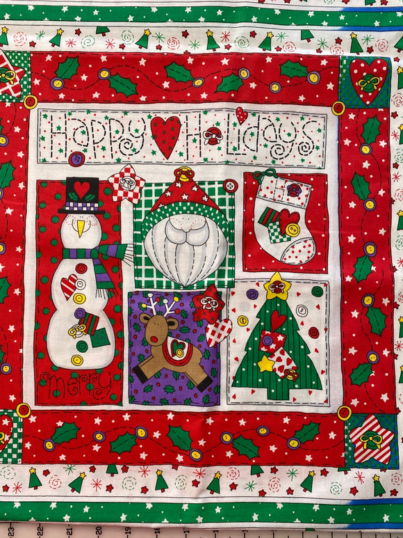 Happy Holidays Christmas Fabric Panel by Sue Dreamer for Fabric Country: 17