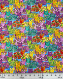 Psychedelic Cats: Vintage Cotton Fabric-Sold by the 1/2 Yard