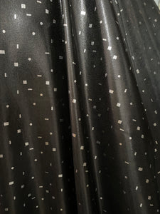 Silver Geometric Shapes on Black 85% Nylon 15% Spandex Fabric: 58/60" wide, Sold by 1/2 yard, Vintage