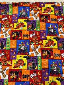 Halloween Fabric, Cheerful Cats, Scarecrows, Pumpkins Signature Classics by Oakhurst Textiles By the Yard