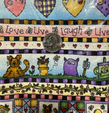"Live, Love & Laugh" Cotton Fabric by Trena Megdahl 45" by 1 yard