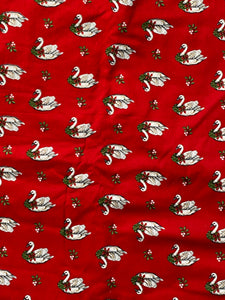 Christmas Swans: Vintage Fabric by VIP Cranston Printworks-  Sold by 1/2 yard