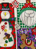 Happy Holidays Christmas Fabric Panel by Sue Dreamer for Fabric Country: 17" X 17"