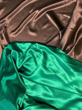 Crepe Back Satin in 2 Colors: Nile Green & Chocolate Brown by Lauren Hancock, Made in Japan, 58/60" wide, Sold by the yard