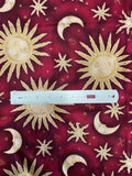 "Fifth Dimension" Alexander Henry Collection 1994 Celestial on Burgundy Cotton Fabric, Sold by 1/2yd