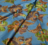 Prussian Blue Floral Cotton Fabric: 42" Wide x 1 yard