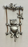 Cat on a Swing Pin by JJ (Jonette) Vintage from the 1980's