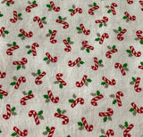 Tiny Tossed Candy Canes: Cotton Fabric, Sold as Fat Quarters