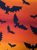Luscious Halloween Fabric by Northcott, Harvest Moon #2438, Black Bats on Orange Ombre 100% Cotton by the 1/2 yard