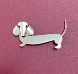 Dachshund Sterling Silver Pin by Beaucraft: Vintage, Almost 2" Long