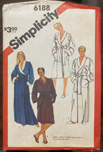 Unisex Adult Bathrobe Sewing Pattern: Simplicity 6188