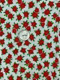 Small Poinsettias Cotton Fabric: Sold by the Piece