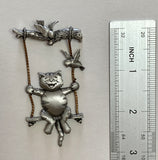 Cat on a Swing Pin by JJ (Jonette) Vintage from the 1980's