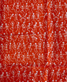 White Skeletons on Orange Cotton Fabric:  Sold by FQ