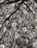 Grey, Black and White Floral Woven Fabric: Sold as a Piece