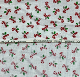 Tiny Tossed Candy Canes: Cotton Fabric, Sold as Fat Quarters