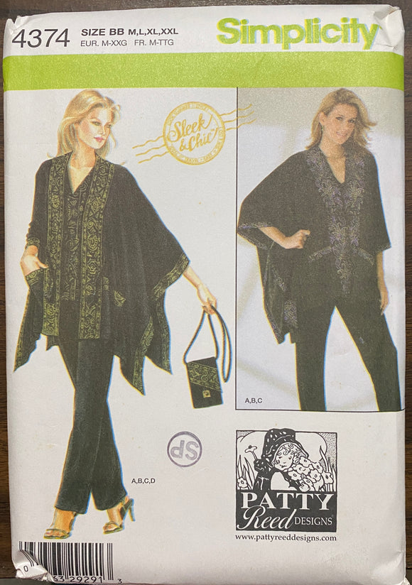 Patty Reed Designs Sewing Pattern- Pants, Top, Jacket & Purse: Simplicity 4374