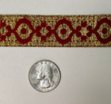 Medieval Looking Trim, Burgundy, Gold and Black, 1" wide, Sold by the Yard
