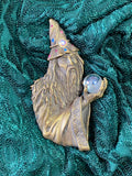 Wizard Pin by JJ Jonette: from the 1980's, Large, Bronze Color