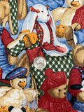 Blue Jean Teddy Bear Flannel Fabric: Vintage, 40" wide, sold by the yard
