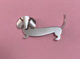 Dachshund Sterling Silver Pin by Beaucraft: Vintage, Almost 2" Long