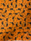 Vintage Northcott Silk Inc Halloween Fabric: Witches on Orange Fat Quarters