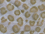 Gold Metallic Crocheted or Embroidered Medallions on a Cream Lace Stockinette Knit Fabric: Sold by the Yard, 56" wide