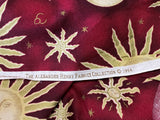 "Fifth Dimension" Alexander Henry Collection 1994 Celestial on Burgundy Cotton Fabric, Sold by 1/2yd