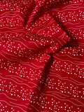 Red & White Abstract Design: Cotton Fabric
